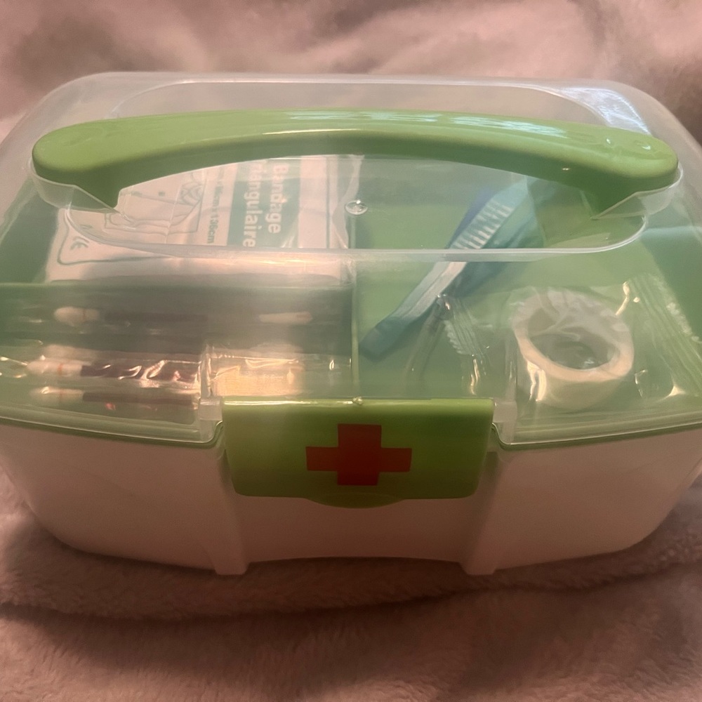First aid kit organizer carrying full set toolbox.